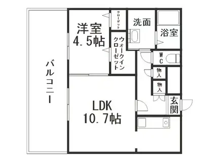 フェリシエ三萩野(1LDK/2階)の間取り写真