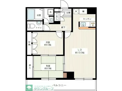 シャンドヴィラージュ(2LDK/1階)の間取り写真