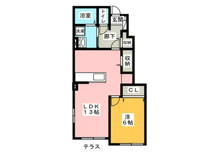 ティーズ ガーデンII(1LDK/1階)の間取り写真
