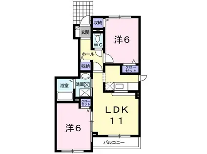 パールオブエビスG(2LDK/1階)の間取り写真