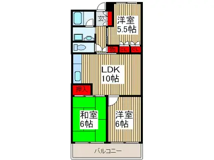 ノーブルヴィサージュ朝霞台(3LDK/2階)の間取り写真
