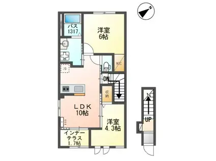 サニーシャンブル(2LDK/2階)の間取り写真