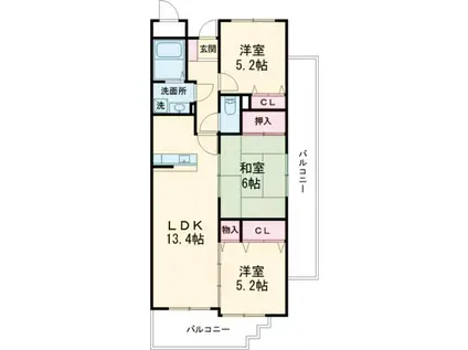 星田ロイヤルハイツ(3LDK/4階)の間取り写真