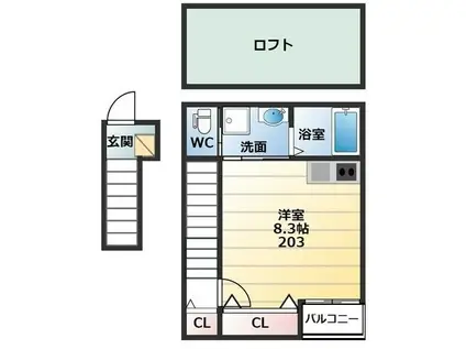 あんしん白川台 08-3001(ワンルーム/2階)の間取り写真