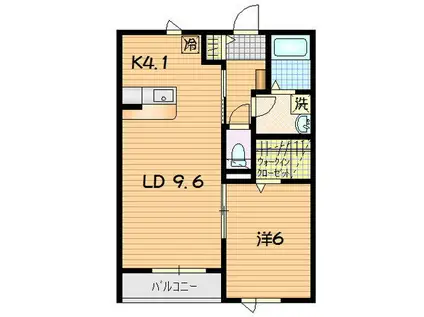 パルテB(1LDK/1階)の間取り写真