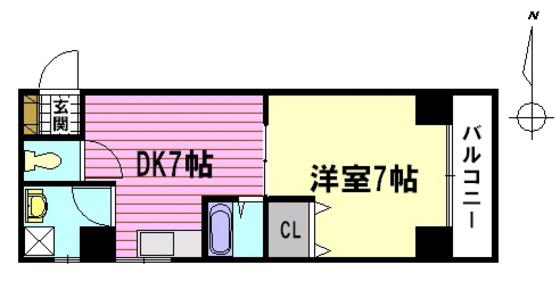 福助堂ビル(1DK/5階)の間取り写真