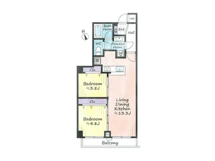 ライオンズマンション西麻布第二(2LDK/1階)の間取り写真