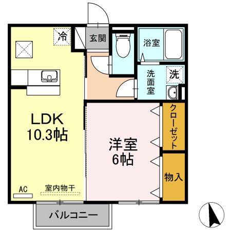 リビングタウン連島A(1LDK/1階)の間取り写真