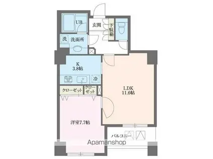 ドゥーエ横浜駅前(1LDK/15階)の間取り写真