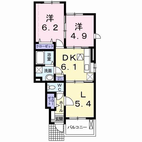 エアリー(2LDK/1階)の間取り写真