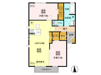 フロール パーク(1LDK/1階)の間取り写真