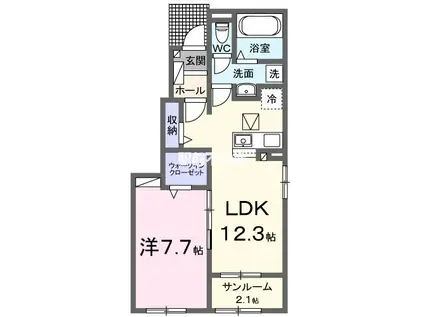 サンライズ玉名 II(1LDK/1階)の間取り写真