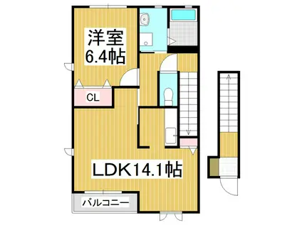 パルテールA(1LDK/2階)の間取り写真
