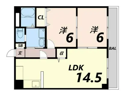 サンヒルズ西今宿(2LDK/2階)の間取り写真