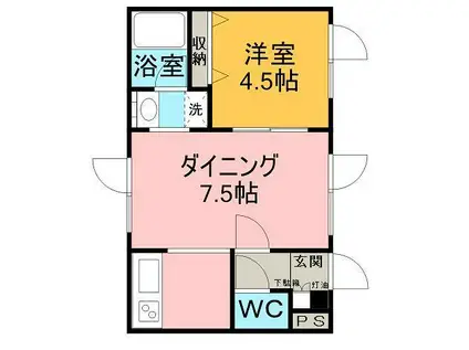 アルファ1(1LDK/1階)の間取り写真