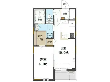 COPAIN DE 英祥A(1LDK/1階)の間取り写真