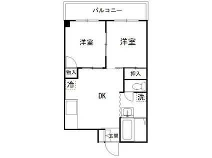 サニーハイツ(2DK/3階)の間取り写真