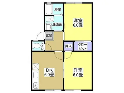 メゾン谷上C(2DK/2階)の間取り写真