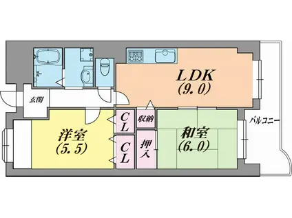 エスポワールダイエイ(2LDK/2階)の間取り写真
