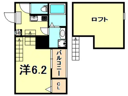PRESTIGE三宮東(ワンルーム/2階)の間取り写真