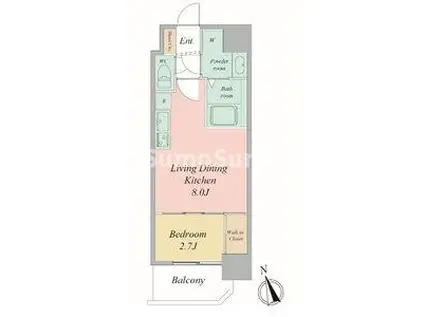 セレニテ夕陽丘エクラ(1LDK/15階)の間取り写真