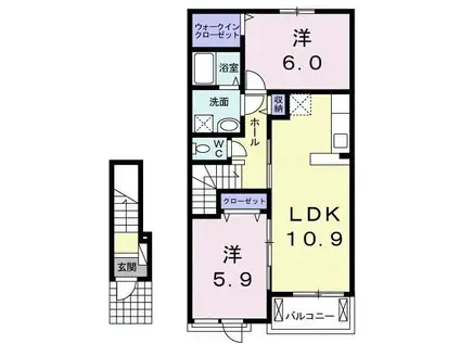 PASTORAL COURT(2LDK/2階)の間取り写真