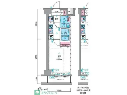 GENOVIA押上SKYGARDEN(1K/2階)の間取り写真