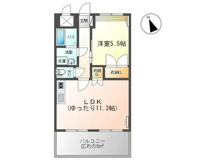 ルーエンハイム北原(1LDK/2階)の間取り写真