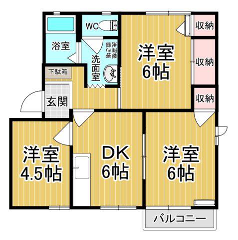 ラフォーレミツルC(3DK/2階)の間取り写真