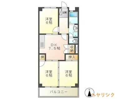 マンション光A棟(3DK/2階)の間取り写真