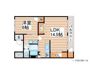 コーポ泉(1LDK/5階)の間取り写真