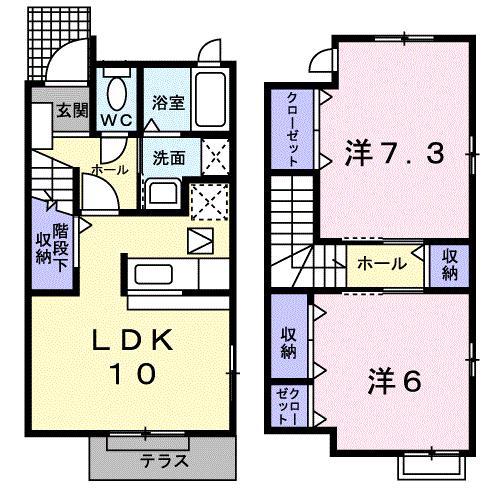 インプレスフレイムB(2LDK/1階)の間取り写真