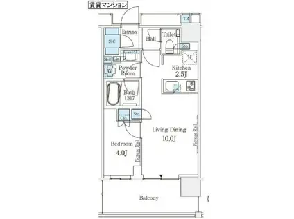 ミッドタワーグランド(1LDK/8階)の間取り写真