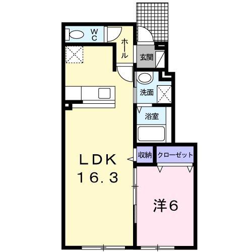 ビクトリー深川B(1LDK/1階)の間取り写真