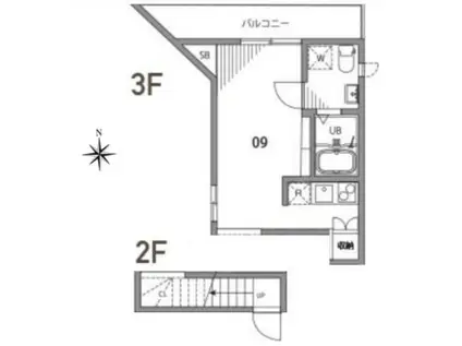 中野薫木荘(1K/3階)の間取り写真
