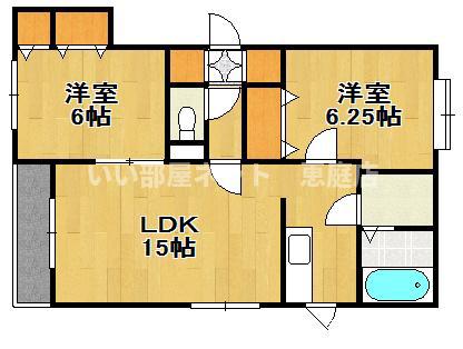グラナータII(2LDK/1階)の間取り写真