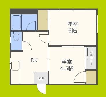 茜マンション(2DK/1階)の間取り写真