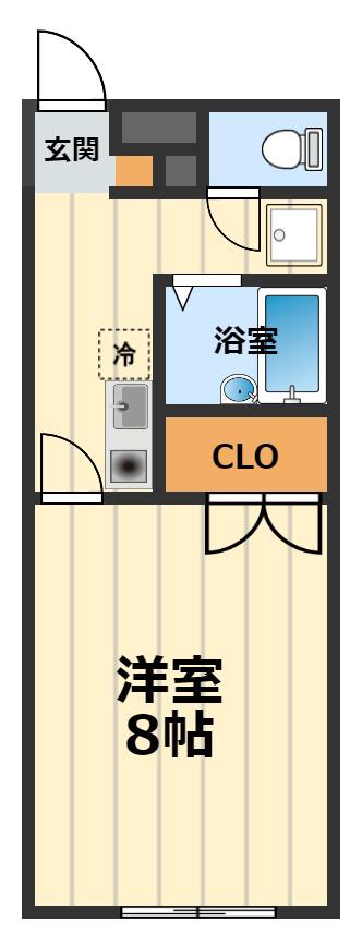 アムールCIEL(1K/1階)の間取り写真