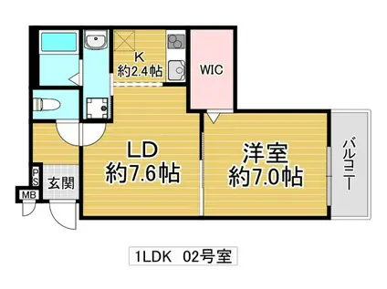 JTガーデン徳庵(1LDK/2階)の間取り写真