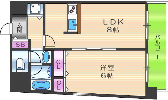 CHEZCLARA(1LDK/8階)の間取り写真