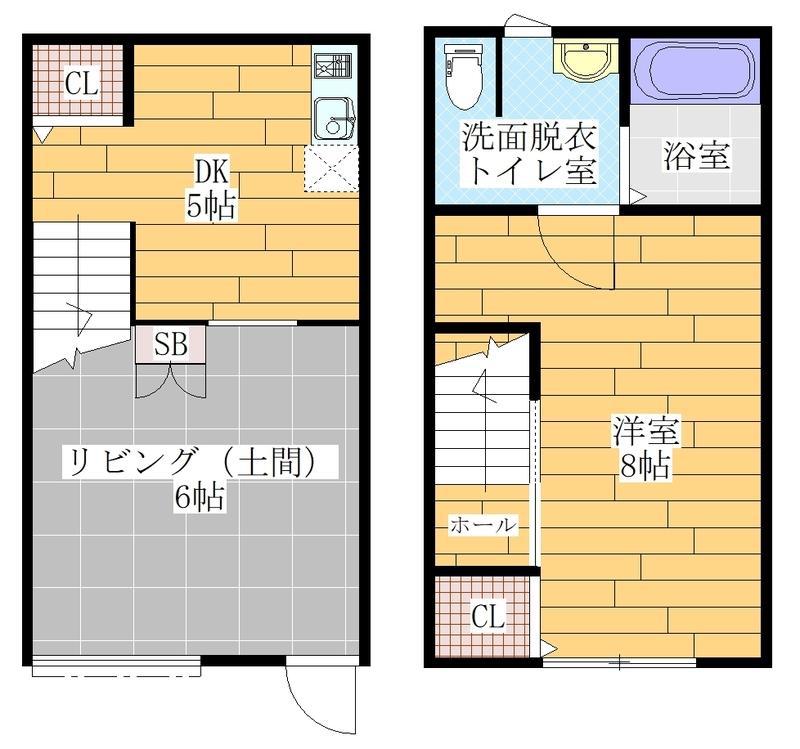 CROSS A棟(1LDK/1階)の間取り写真