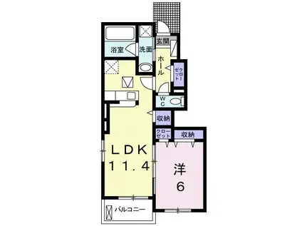 テール フェルティル III(1LDK/1階)の間取り写真