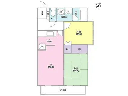 ＪＲ山手線 西日暮里駅 徒歩4分 4階建 築35年(2DK/2階)の間取り写真