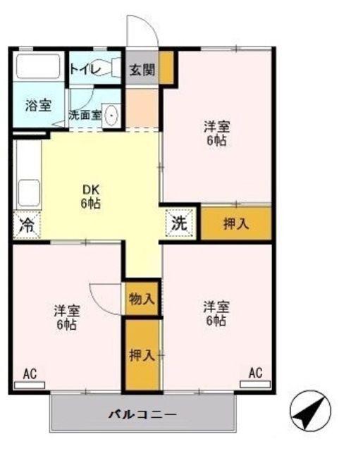 サンパレストミタ(3DK/2階)の間取り写真