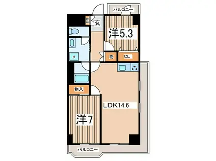 コモド相模原(2LDK/4階)の間取り写真