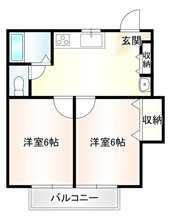 栄ハイツ(2DK/1階)の間取り写真