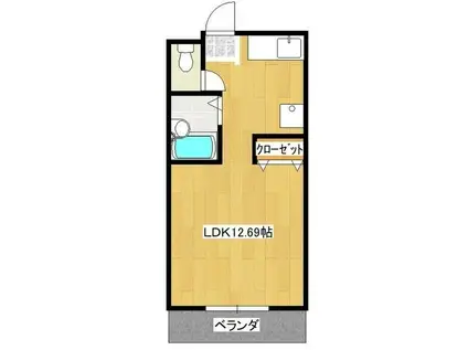 サンフローラB(ワンルーム/1階)の間取り写真