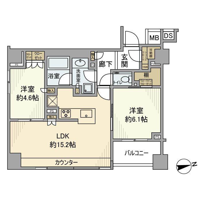 南青山マスターズハウス(2LDK/5階)の間取り写真
