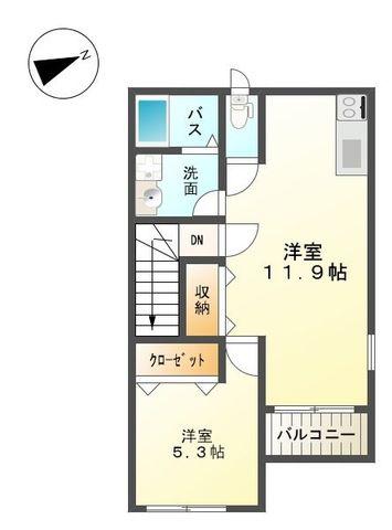 グランドゥール・メイ(1LDK/2階)の間取り写真