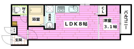MOVE船越南(1LDK/3階)の間取り写真